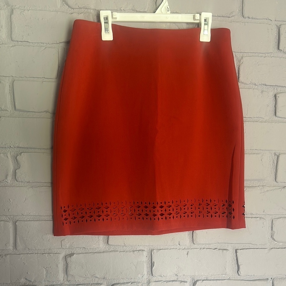 NWOT Banana Republic Red Mini Pencil Skirt with Cut Out size 4